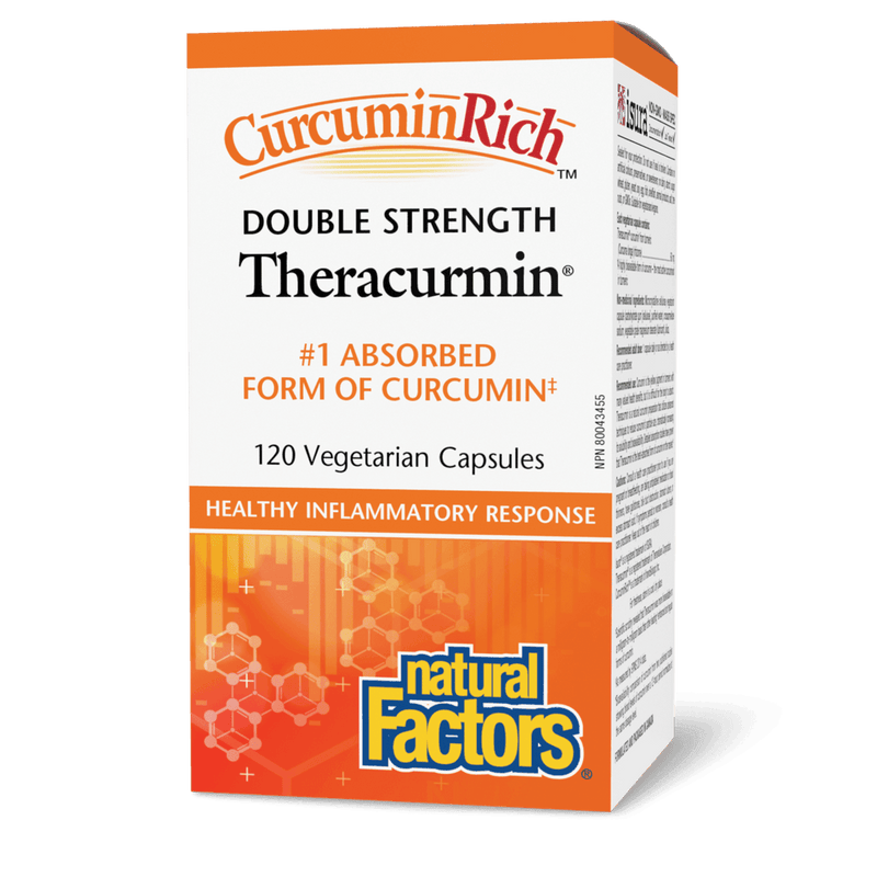 Natural Factors Theracurmin Double Strength CurcuminRich 120 Veg Capsules - Five Natural