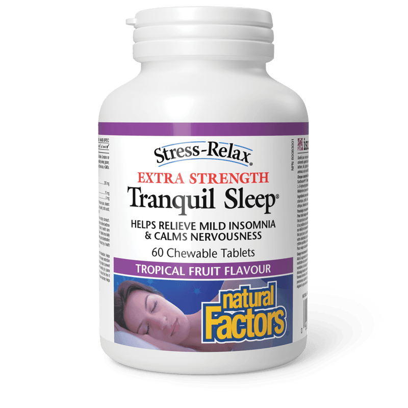 Natural Factors Tranquil Sleep Extra Strength Tropical Fruit Stress-Relax 60 Chewables - Five Natural