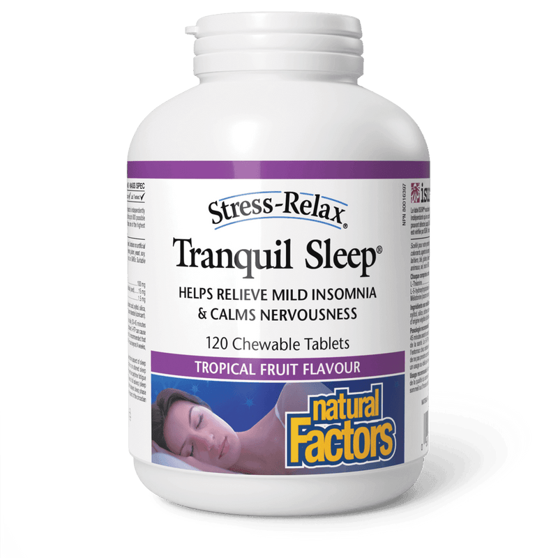 Natural Factors Tranquil Sleep Tropical Fruit Stress-Relax 120 Chewables - Five Natural
