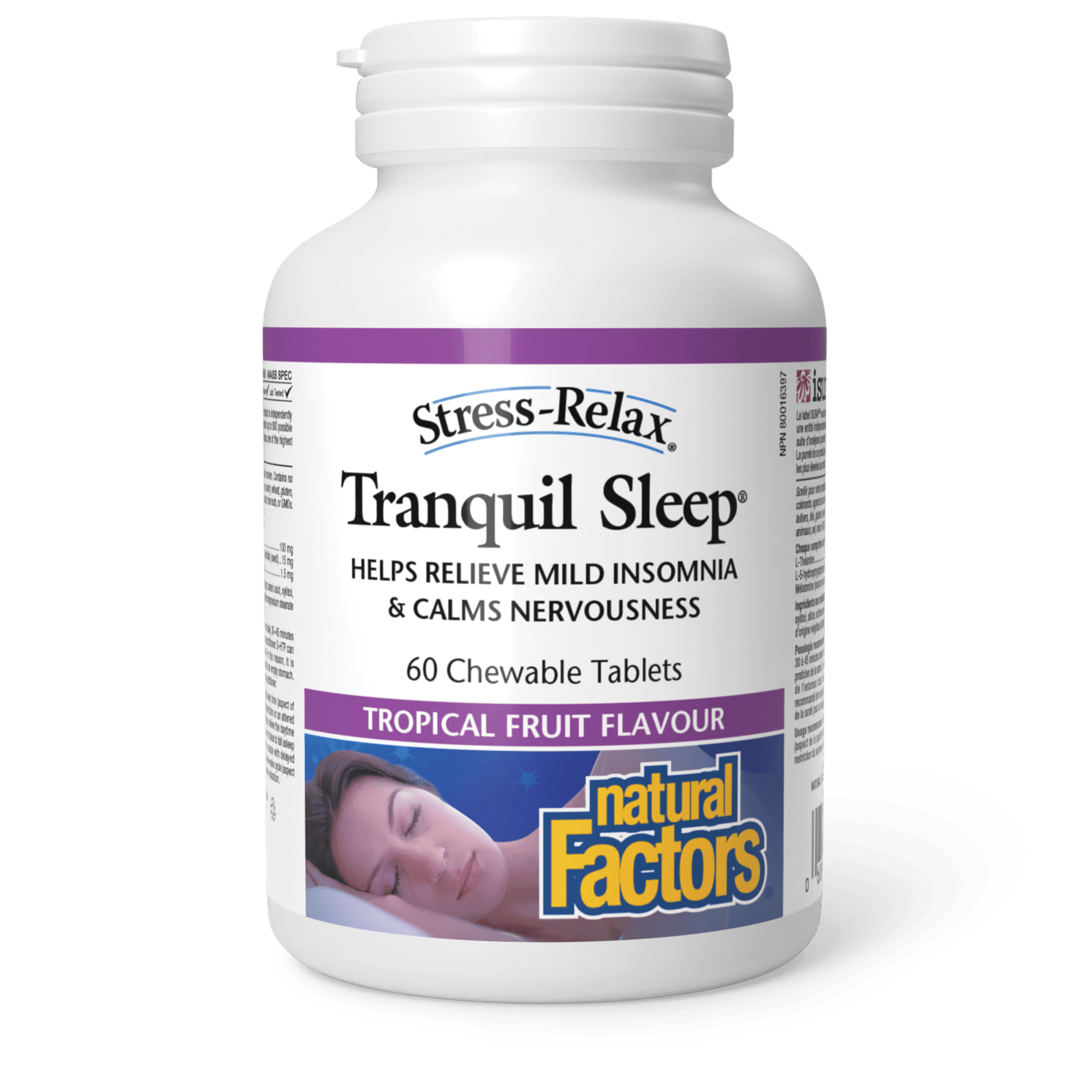 Natural Factors Tranquil Sleep Tropical Fruit Stress-Relax 60 Chewable