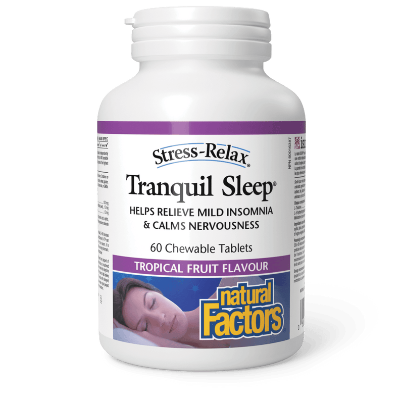 Natural Factors Tranquil Sleep Tropical Fruit Stress-Relax 60 Chewables - Five Natural