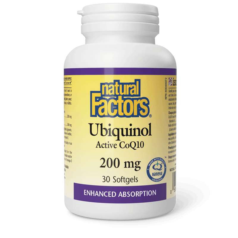 Natural Factors Ubiquinol Active CoQ10 200 mg 30 Softgels - Five Natural