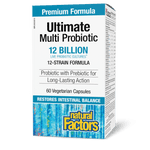 Natural Factors Ultimate Multi Probiotic 12 Billion Live Probiotic Cultures 60 Veg Capsules - Five Natural