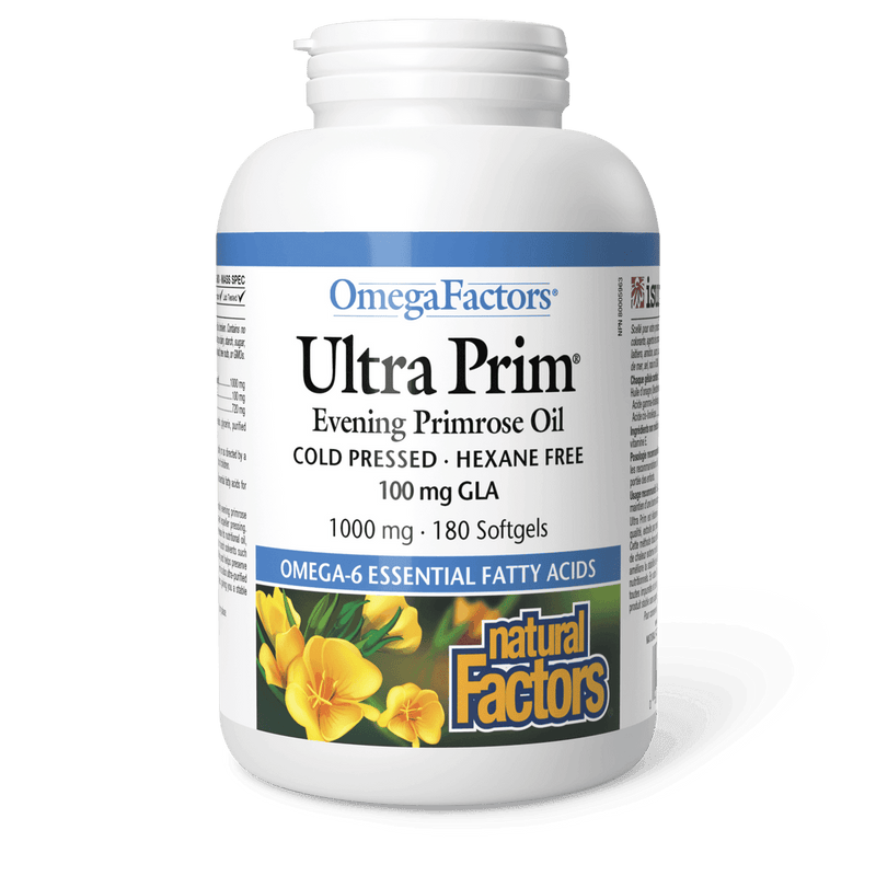 Natural Factors Ultra Prim Evening Primrose Oil 1000 mg OmegaFactors 180 Softgels - Five Natural