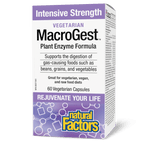 Natural Factors Vegetarian MacroGest Intensive Strength Plant Enzyme Formula 60 Veg Capsules - Five Natural