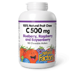 Natural Factors Vitamin C 500 mg Blueberry, Raspberry and Boysenberry 180 Chewable Wafers - Five Natural