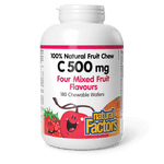Natural Factors Vitamin C 500 mg Four Mixed Fruit 180 Chewable Wafers - Five Natural