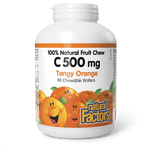 Natural Factors Vitamin C 500 mg - Tangy Orange 90 Chewable Wafers - Five Natural