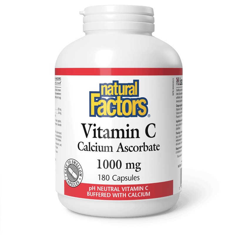 Natural Factors Vitamin C Calcium Ascorbate 1000 mg 180 Capsules - Five Natural