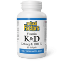 Natural Factors Vitamin K+D 120 mcg/1000 IU 60 Softgels - Five Natural