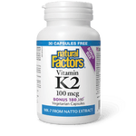 Natural Factors Vitamin K2 100 mcg Bonus Size (120+60) Veg Capsules - Five Natural