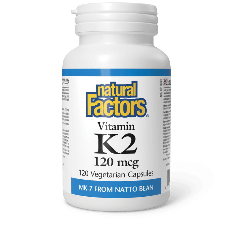 Natural Factors Vitamin K2 120 mcg 120 Veg Capsules - Five Natural