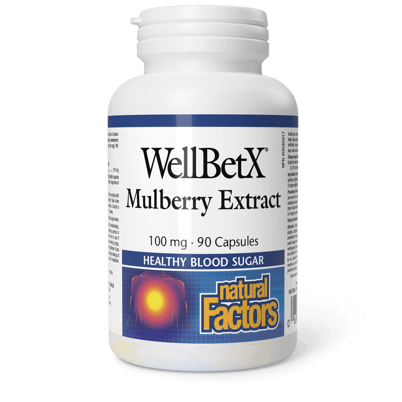 Natural Factors WellBetX Mulberry Extract 100 mg 90 Capsules - Five Natural