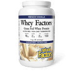 Natural Factors Whey Factors Grass Fed Whey Protein French Vanilla 1kg - Five Natural