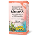 Natural Factors Wild Alaskan Salmon Oil 1300 mg Complete Omega Bonus Size (180+40) Softgels - Five Natural