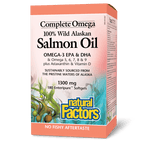 Natural Factors Wild Alaskan Salmon Oil 1300 mg Complete Omega 180 Softgels - Five Natural