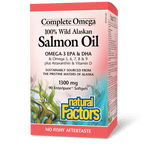 Natural Factors Wild Alaskan Salmon Oil 1300 mg Complete Omega 90 Softgels - Five Natural