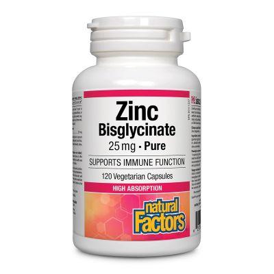 Natural Factors Zinc Bisglycinate 25 mg 120 Veg Capsules - Five Natural