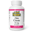 Natural Factors Zinc Citrate 15 mg 90 Tablets - Five Natural