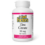 Natural Factors Zinc Citrate 50 mg 180 Tablets - Five Natural