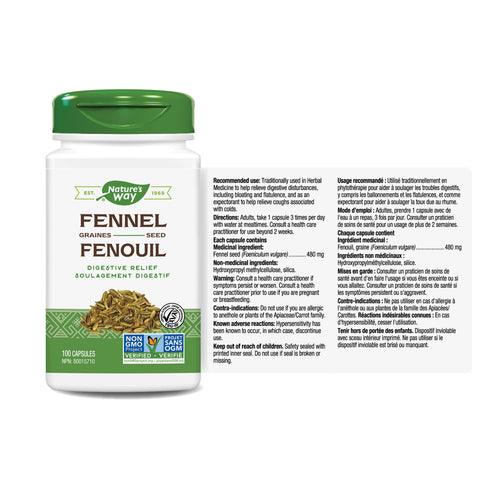 Nature's Way Fennel Seed 100 Capsules - Five Natural