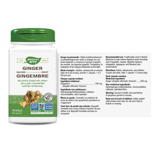 Nature's Way Ginger Root 100 Veg Capsules - Five Natural