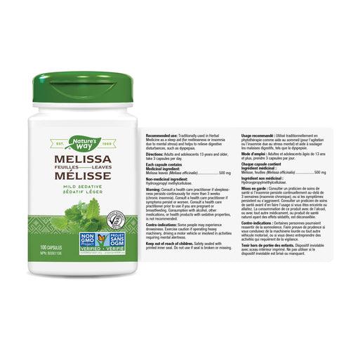 Nature's Way Melissa Leaves 100 Veg Capsules - Five Natural
