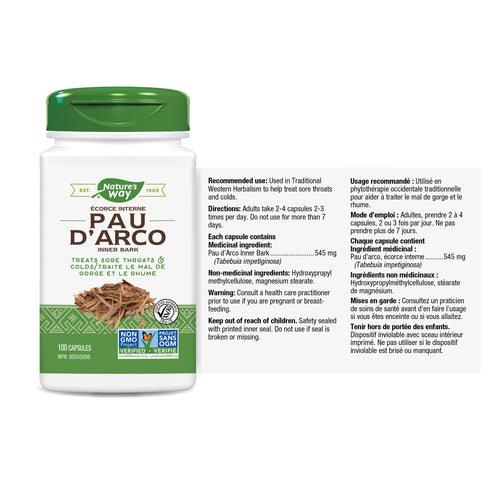 Nature's Way Pau D'Arco Inner Bark 100 Capsules - Five Natural