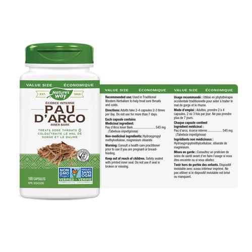 Nature's Way Pau D'Arco Inner Bark 180 veg Capsules - Five Natural