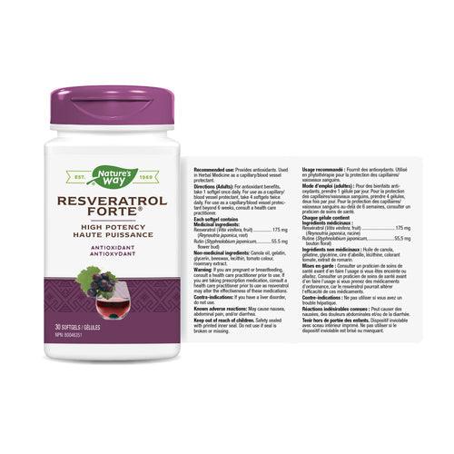 Nature's Way Resveratrol Forte 175 mg 30 Softgels - Five Natural