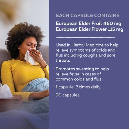 Nature's Way Sambucus Elderberry Cold & Flu Care 90 Capsules - Five Natural