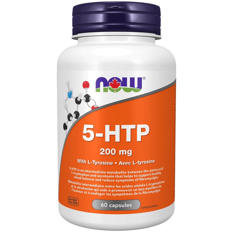 NOW 5-HTP 200mg + Tyrosine 60 Capsules - Five Natural