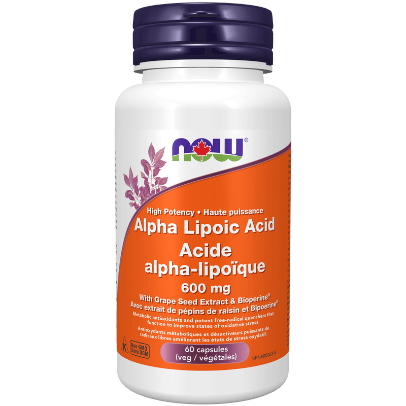 NOW Alpha Lipoic Acid 600mg 60 Veg Capsules - Five Natural