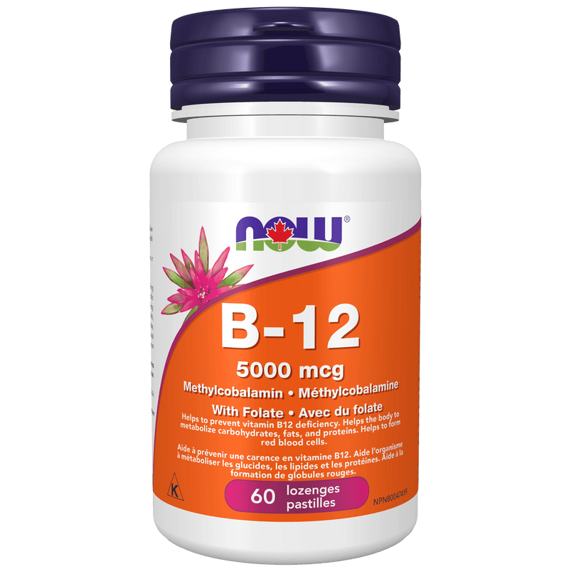 NOW B-12 Methylcobalamin 5000mcg 60 Lozenges - Five Natural