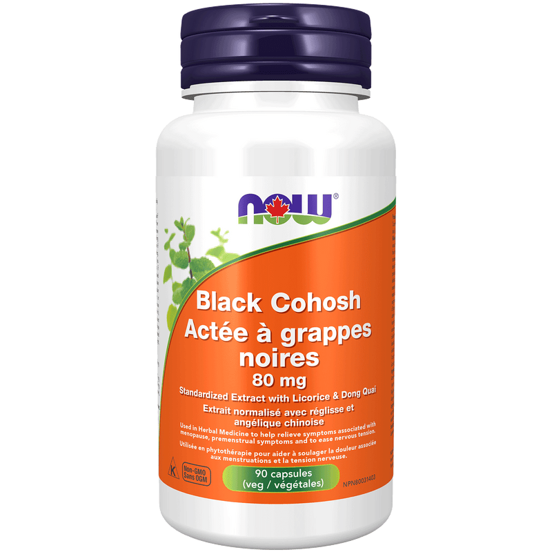 NOW Black Cohosh Extract 80mg 90 Veg Capsules - Five Natural