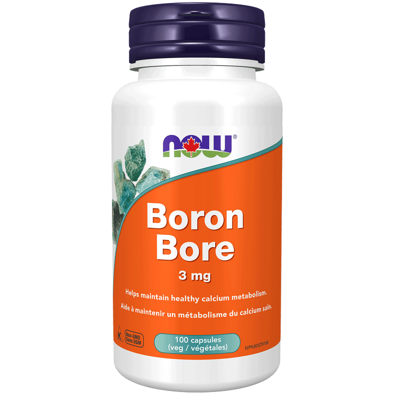 NOW Boron (Glycinate) 3mg 100 Veg Capsules - Five Natural