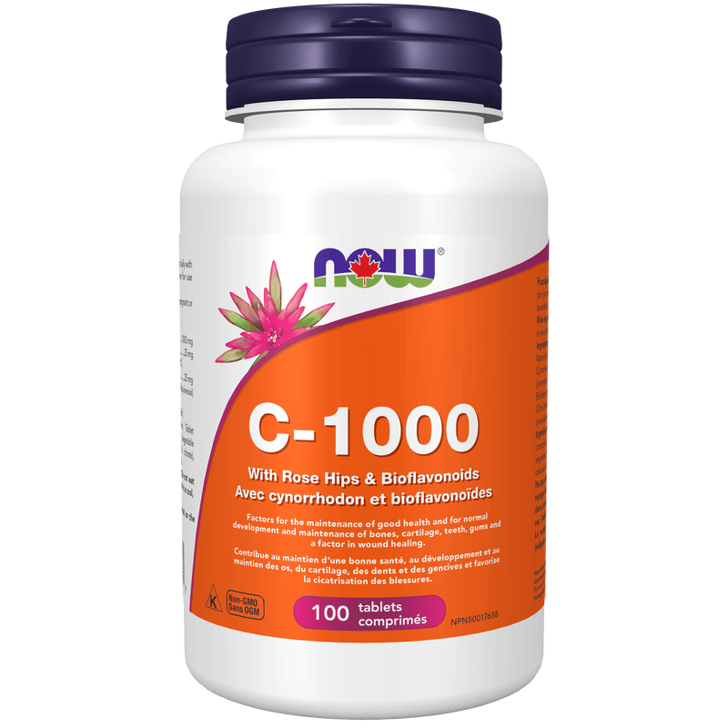 NOW C-1000 with RoseHip & Bioflavs 100 Tablets - Five Natural