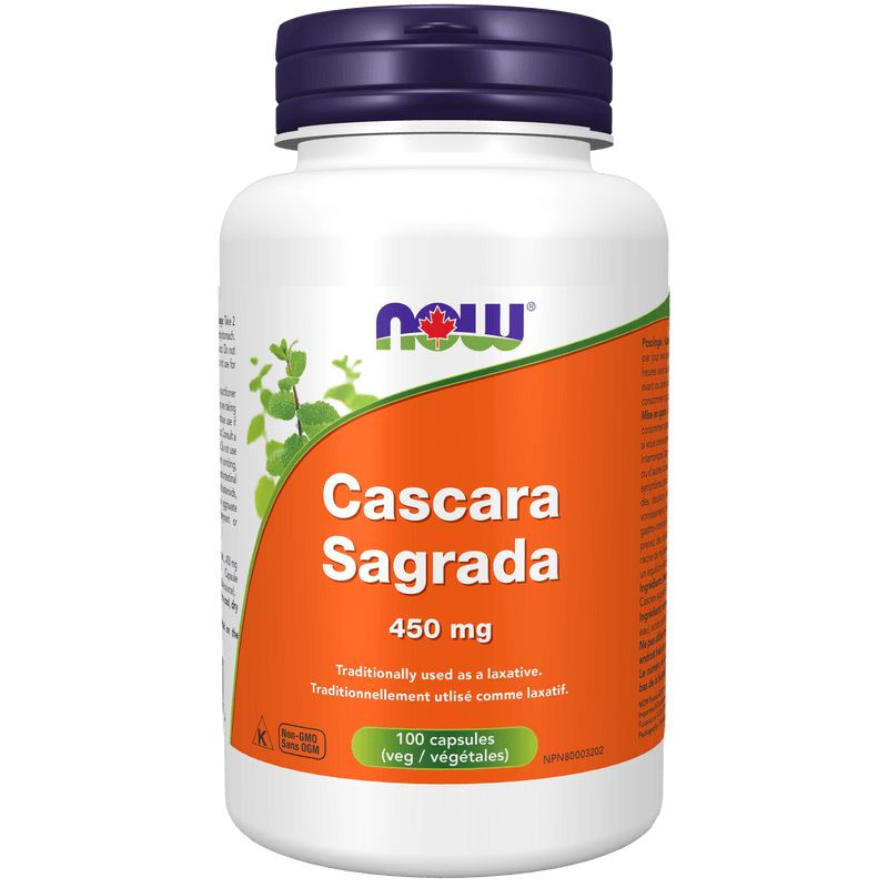 NOW Cascara Sagrada 450mg 100 Veg Capsules - Five Natural