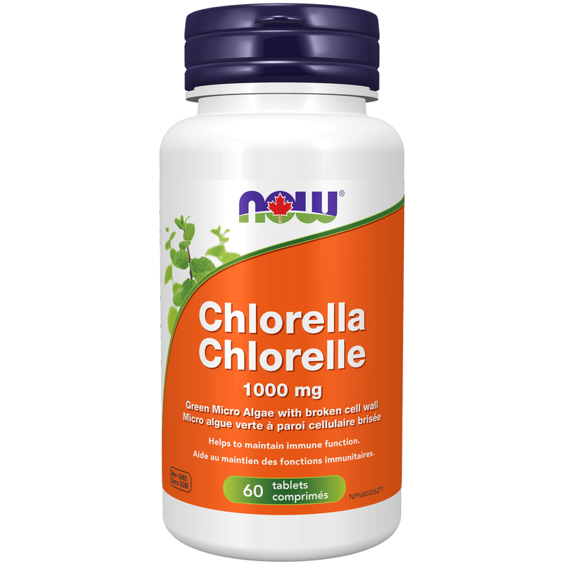 NOW Chlorella 1000mg Broken Cell Wall?˜60 Tablets - Five Natural