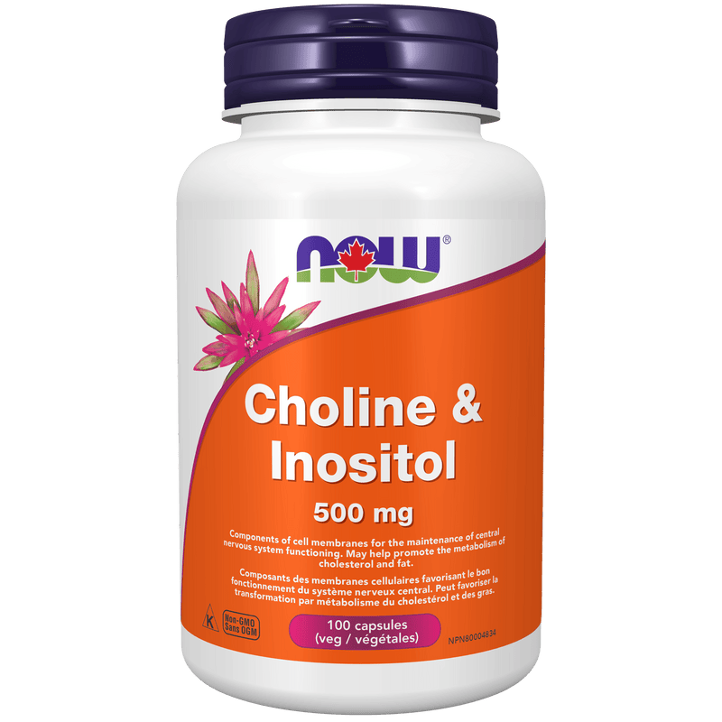 NOW Choline and Inositol 500mg 100 Capsules - Five Natural
