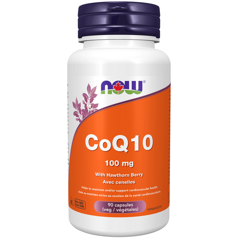 NOW CoQ10 100mg with Hawthorn 90 Veg Capsules - Five Natural