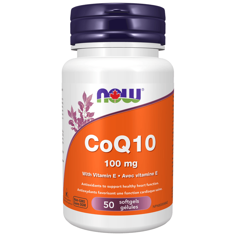 NOW CoQ10 100mg with Vitamin E 50 Softgels - Five Natural