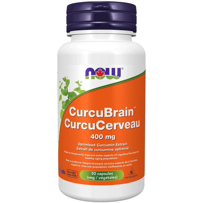 NOW CurcuBrain™ Longvida® 400mg 50 Veg Capsules - Five Natural