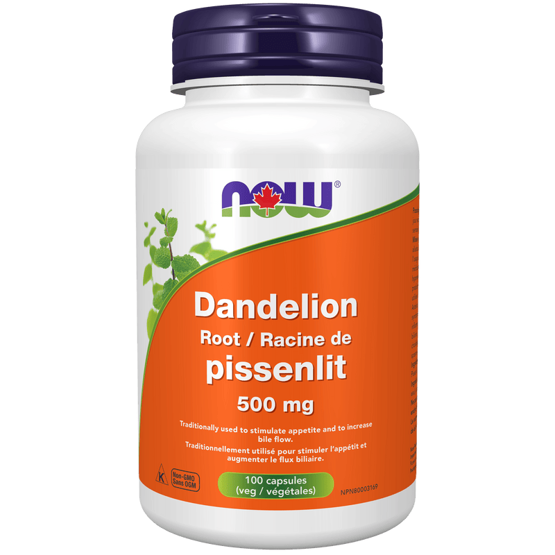 NOW Dandelion Root 500mg 100 Veg Capsules - Five Natural