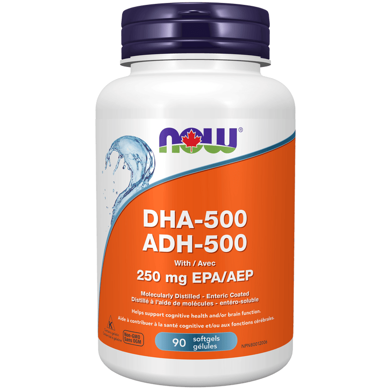 NOW DHA-500 1000mg 90 Softgels - Five Natural