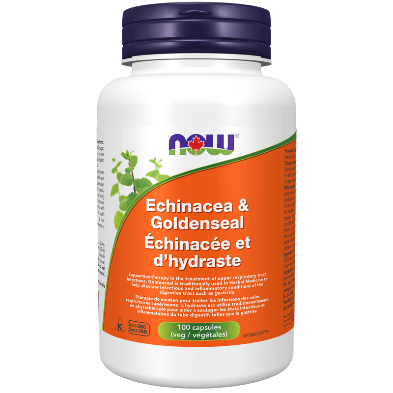 NOW Echinacea & Goldenseal 225mg 100 Capsules - Five Natural