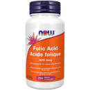 NOW Folic Acid 800mcg + B-12 25mcg 250 Tablets - Five Natural