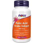 NOW Folic Acid 800mcg + B-12 25mcg 250 Tablets - Five Natural