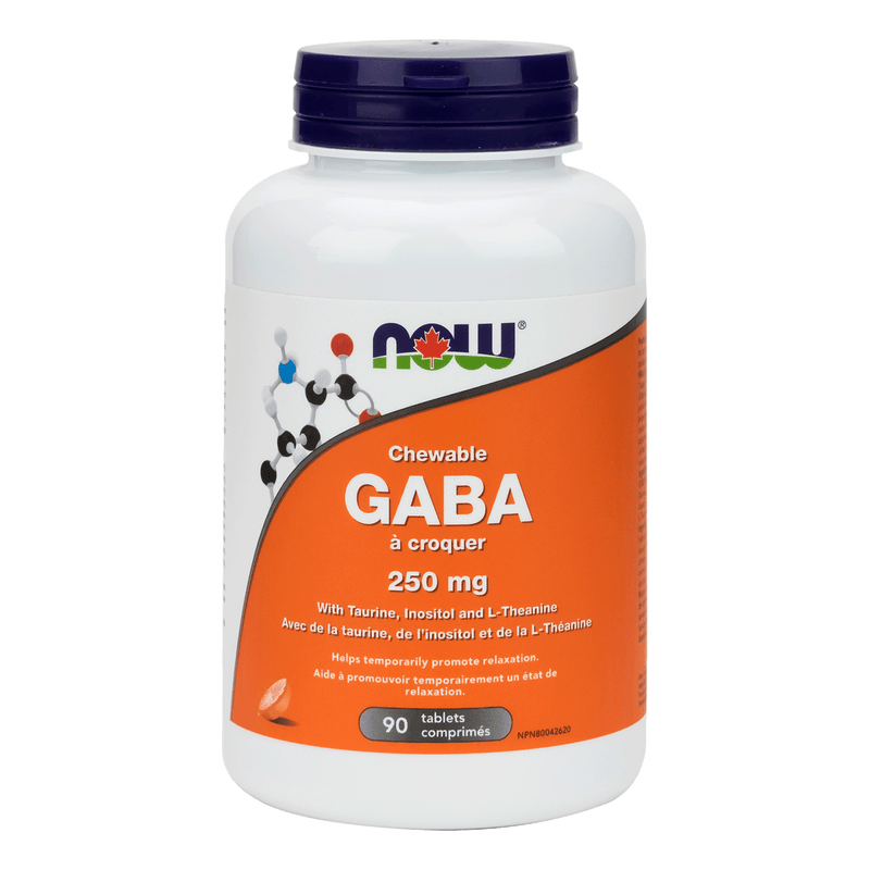 NOW GABA 250mg Orange 90 Chewable Tablets - Five Natural