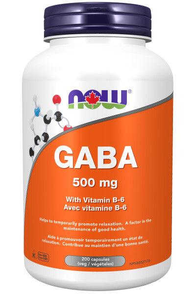 NOW GABA 500mg 200 Veg Capsules - Five Natural